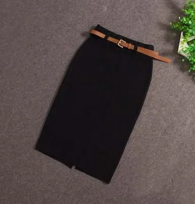 High Quality Skirts Casual Women High Waist Knee-length Knitted Pencil Skirt Elegant slim Long Skirts