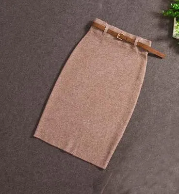 High Quality Skirts Casual Women High Waist Knee-length Knitted Pencil Skirt Elegant slim Long Skirts