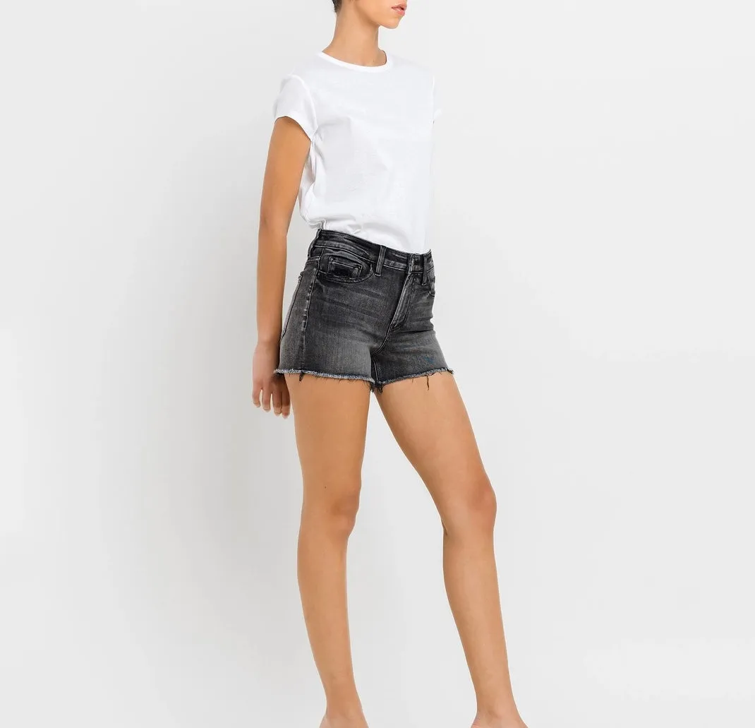 High Rise Raw Hem Shorts