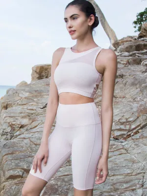 HIGH WAIST BIKER SHORTS, SEASHELL