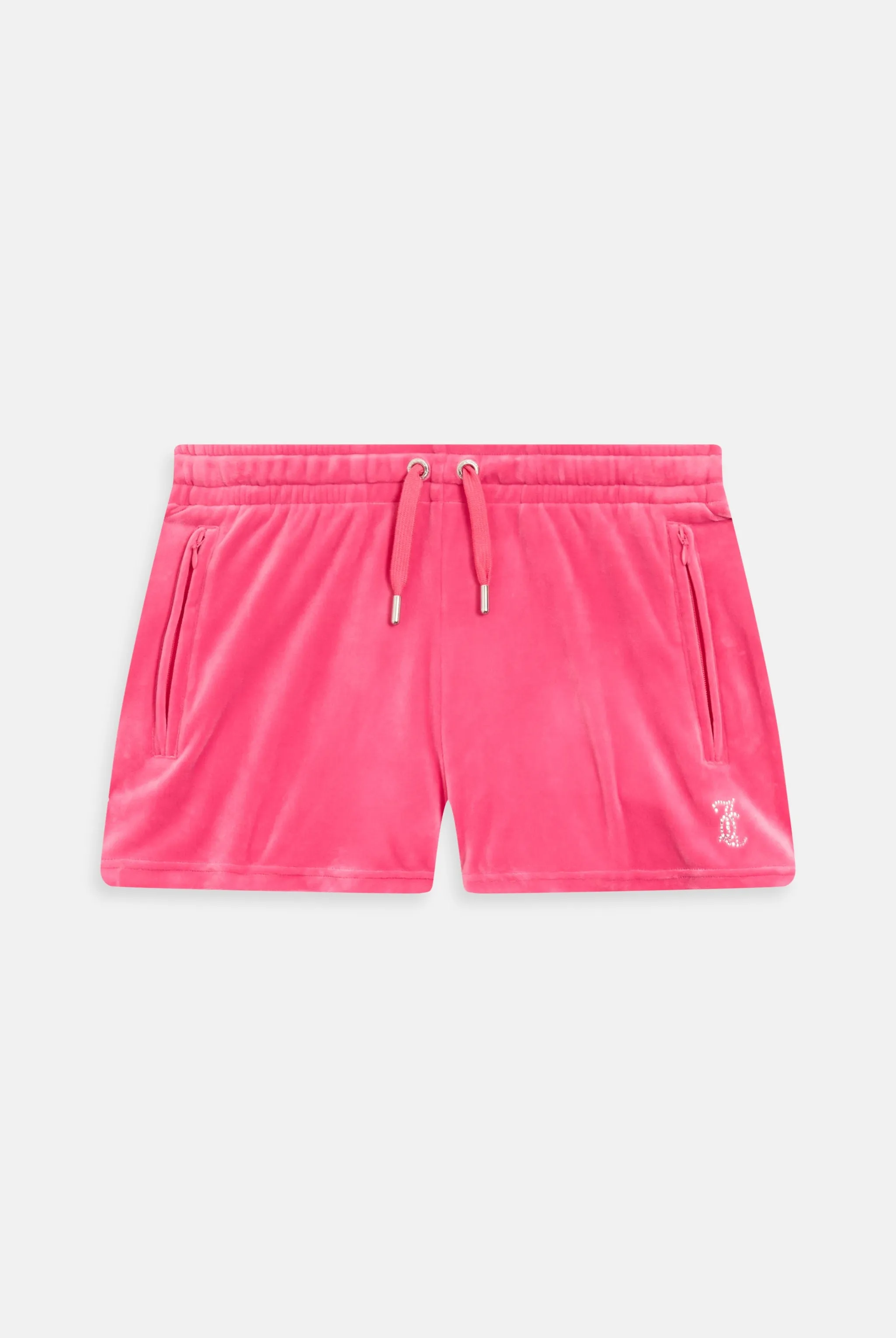 HOT PINK VELOUR DIAMANTÉ TRACK SHORTS