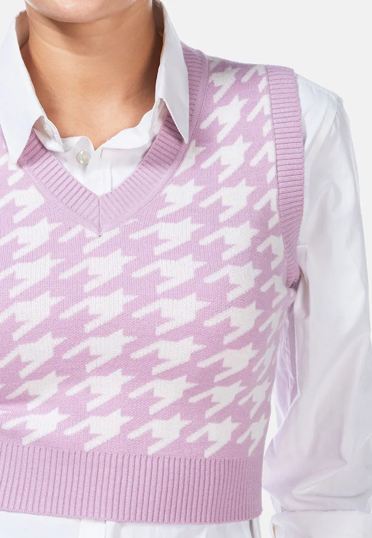 Houndstooth Knitted Vest Top