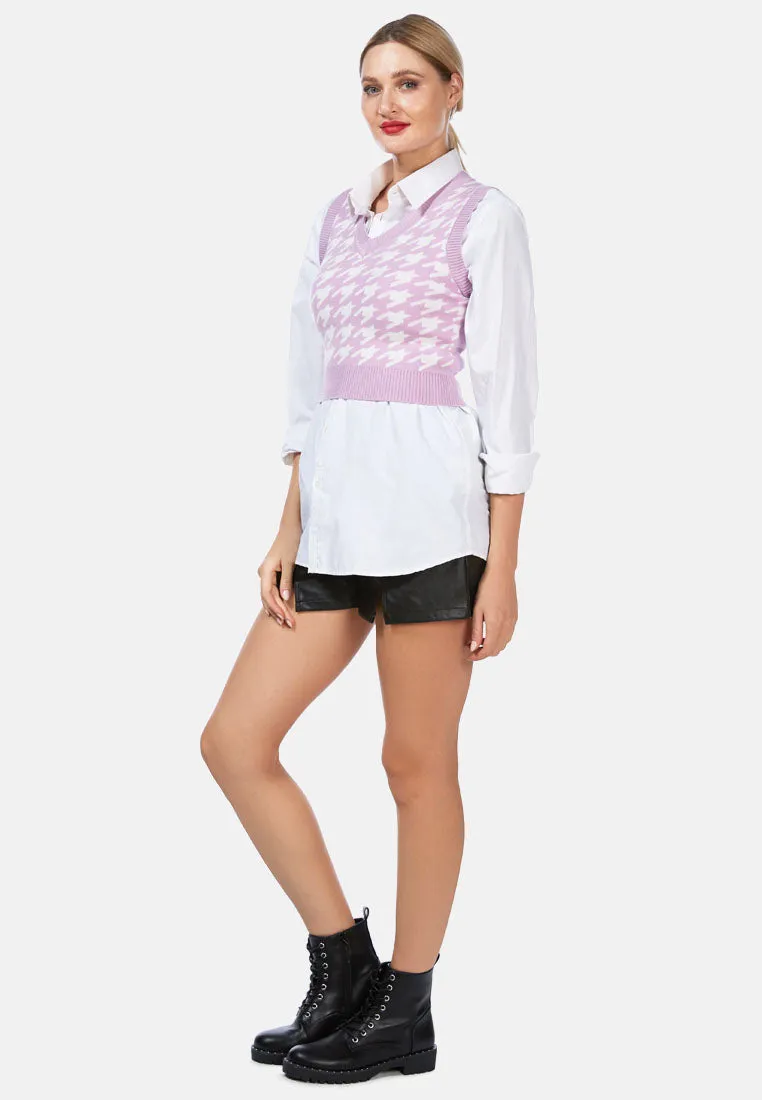 Houndstooth Knitted Vest Top