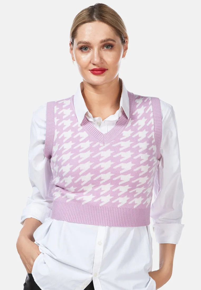 Houndstooth Knitted Vest Top