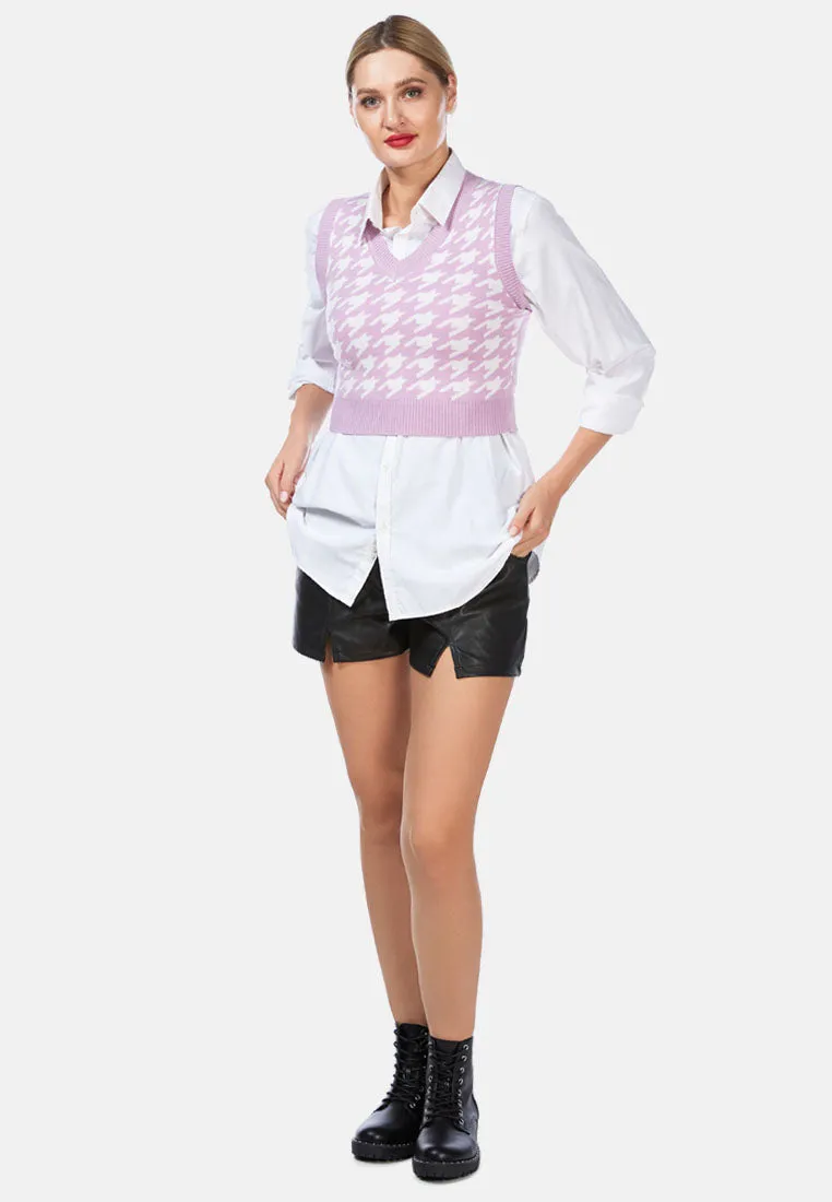Houndstooth Knitted Vest Top