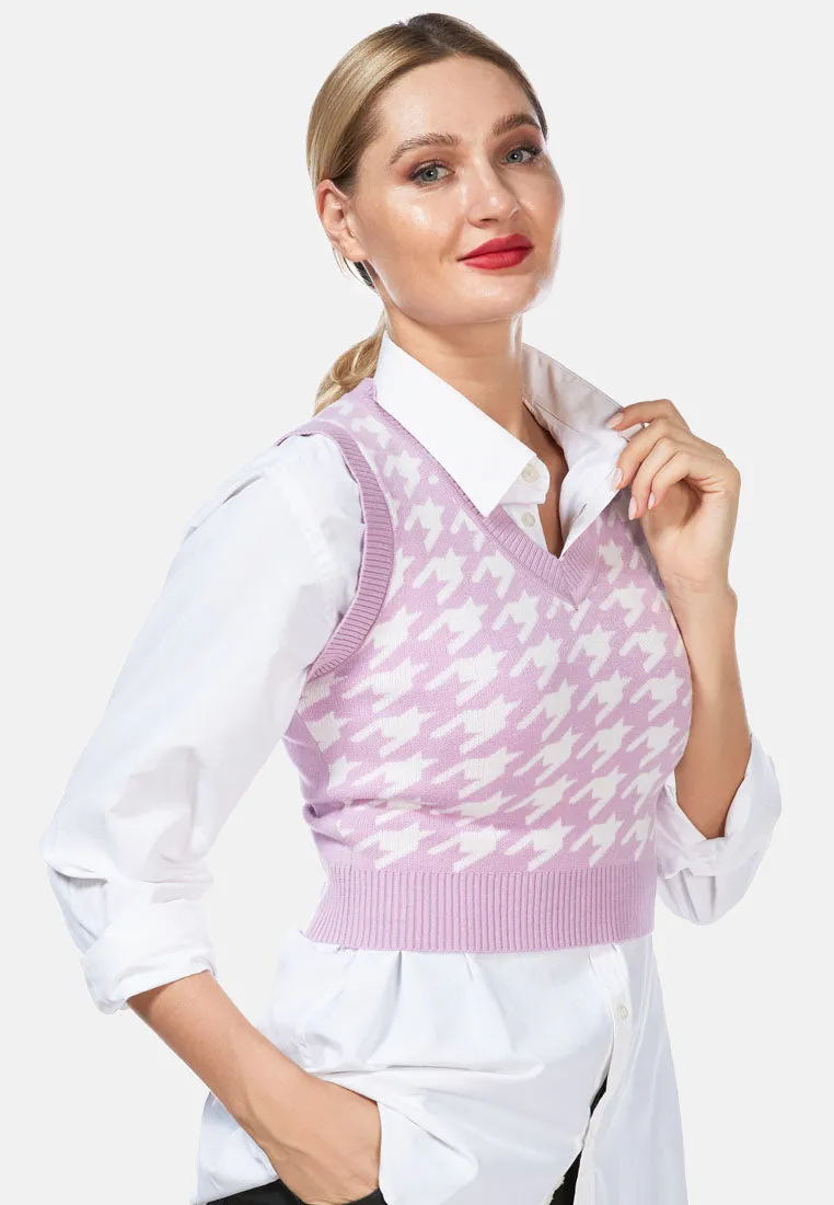 Houndstooth Knitted Vest Top