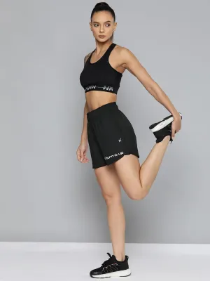 HRX By Hrithik Roshan Training Women Jet Black Rapid-Dry Solid Training Shorts