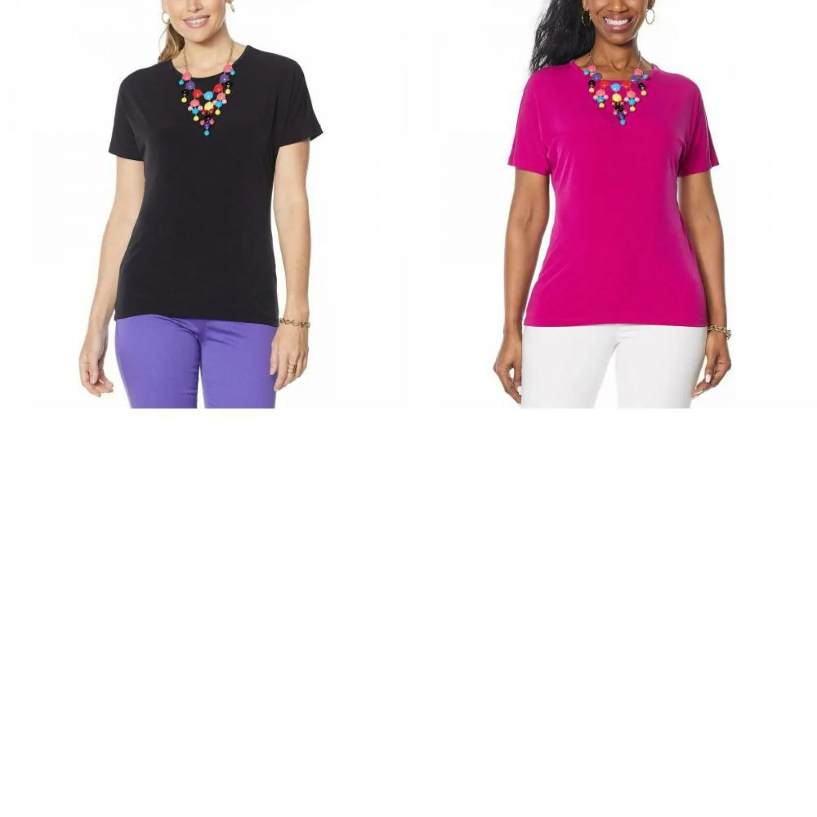 IMAN Women's City Chic Short Sleeve T-Shirt With Necklace