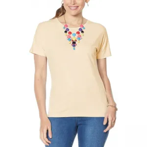 IMAN Women's City Chic Short Sleeve T-Shirt With Necklace