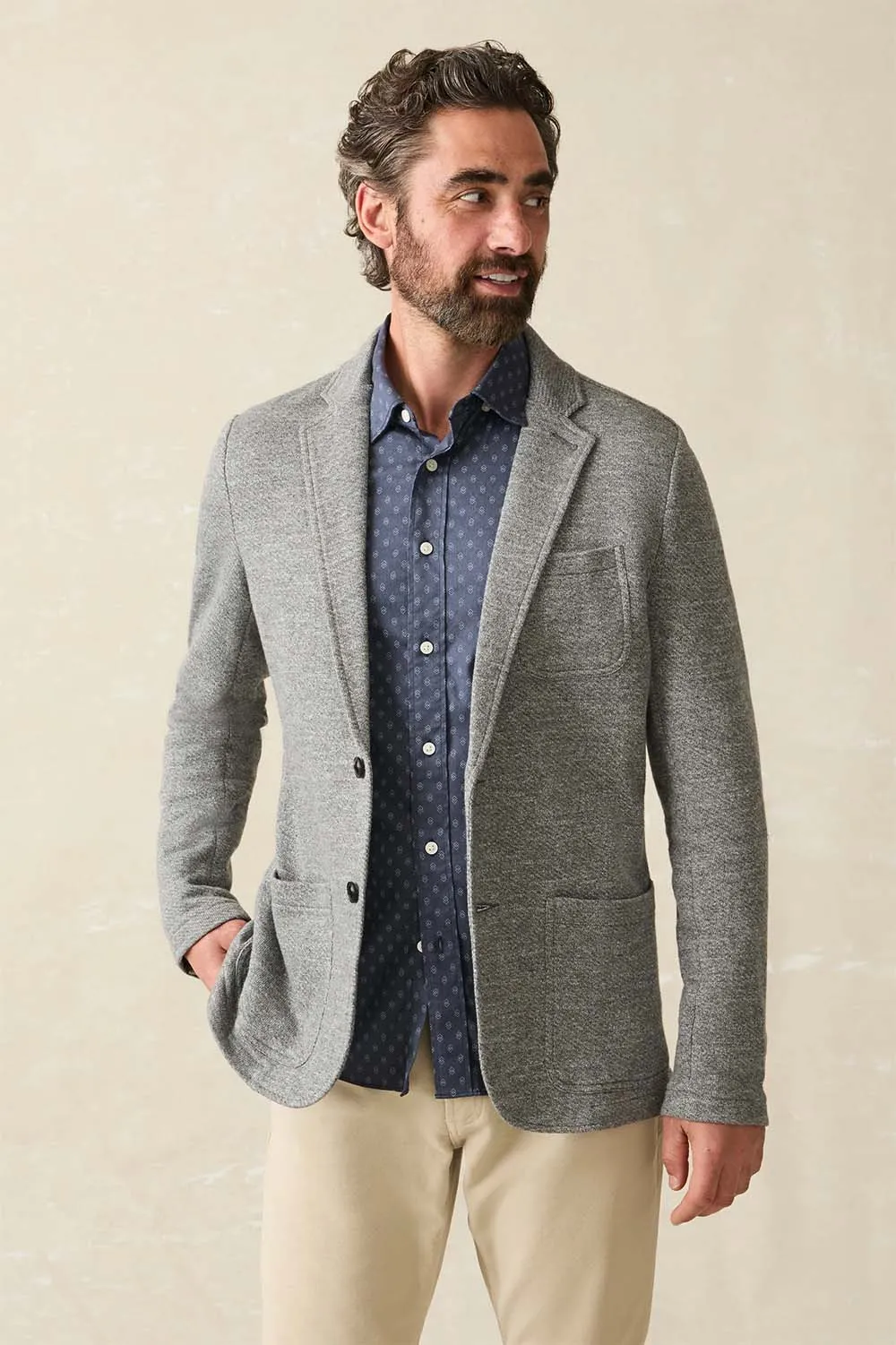 INLET KNIT BLAZER Medium Grey Melange