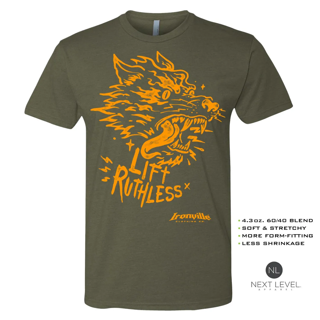 Ironville LIFT RUTHLESS Soft-Blend Fitted Gym T-shirt