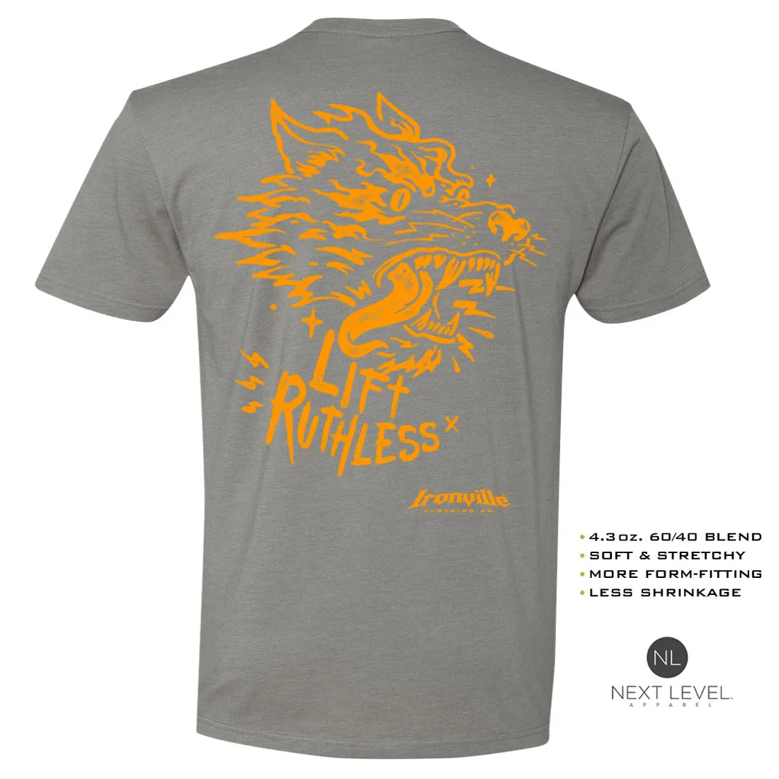 Ironville LIFT RUTHLESS Soft-Blend Fitted Gym T-shirt