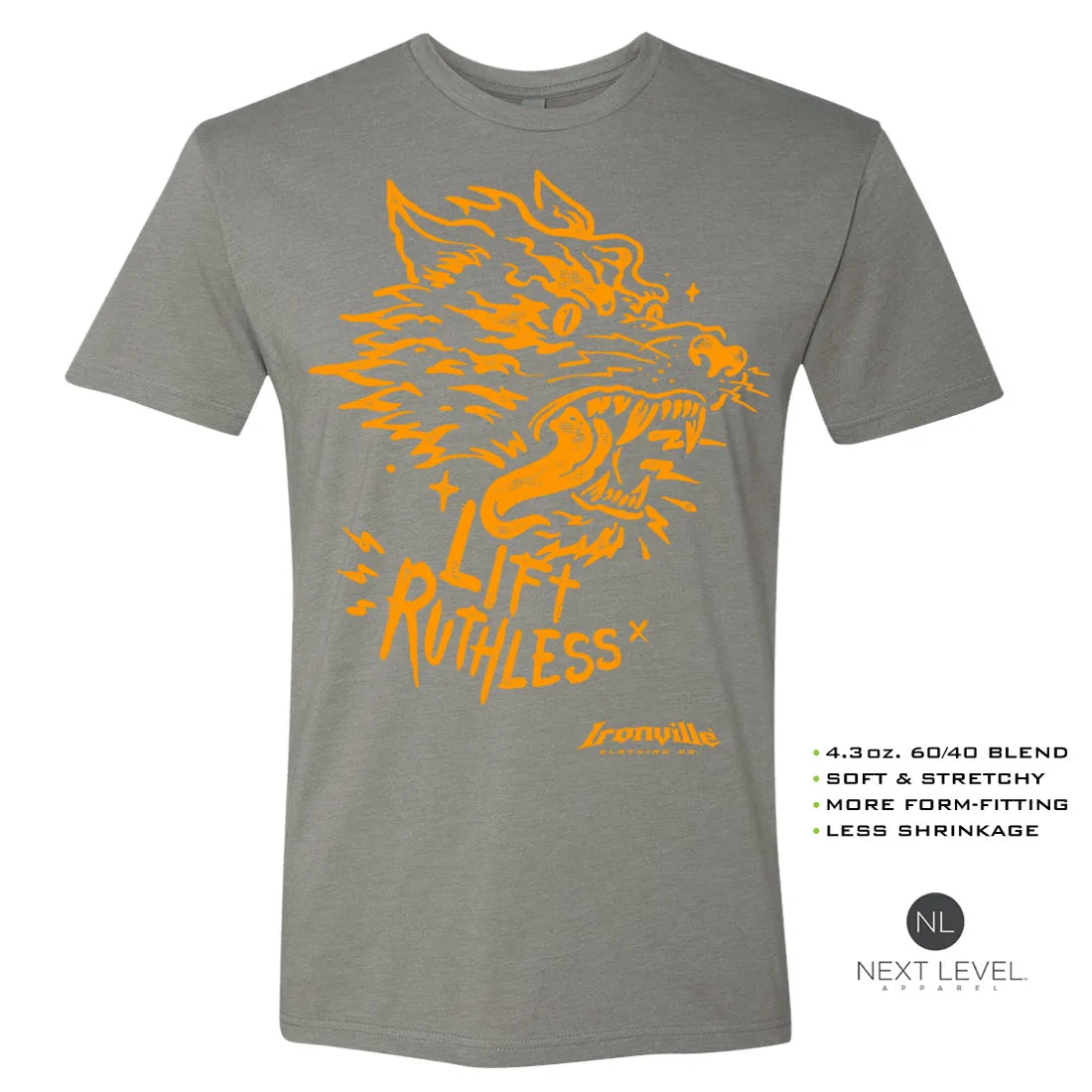 Ironville LIFT RUTHLESS Soft-Blend Fitted Gym T-shirt