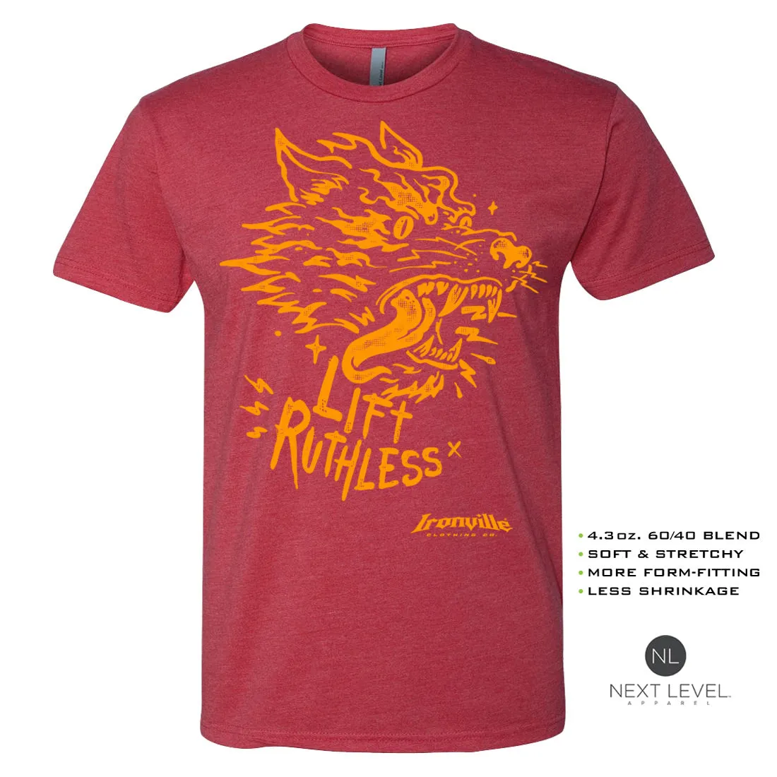 Ironville LIFT RUTHLESS Soft-Blend Fitted Gym T-shirt