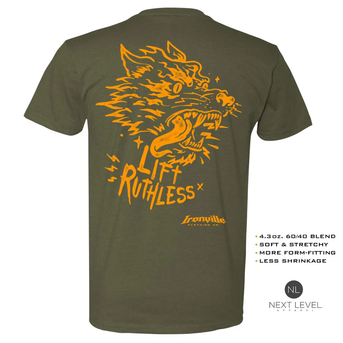 Ironville LIFT RUTHLESS Soft-Blend Fitted Gym T-shirt