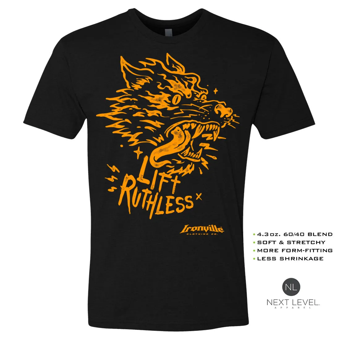 Ironville LIFT RUTHLESS Soft-Blend Fitted Gym T-shirt