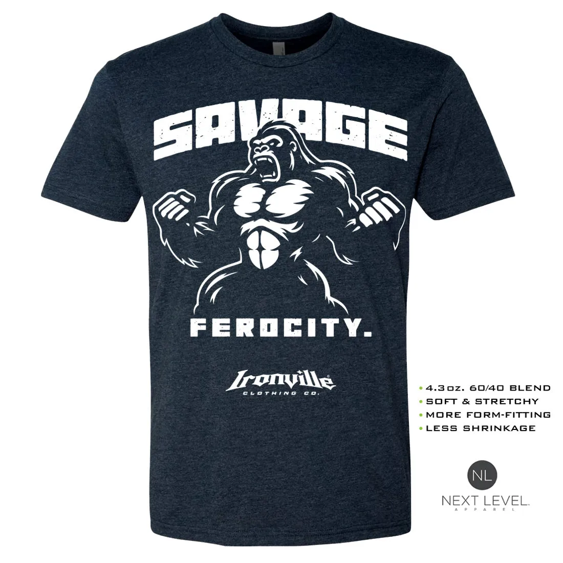Ironville SAVAGE FEROCITY Soft-Blend Fitted Gym T-shirt