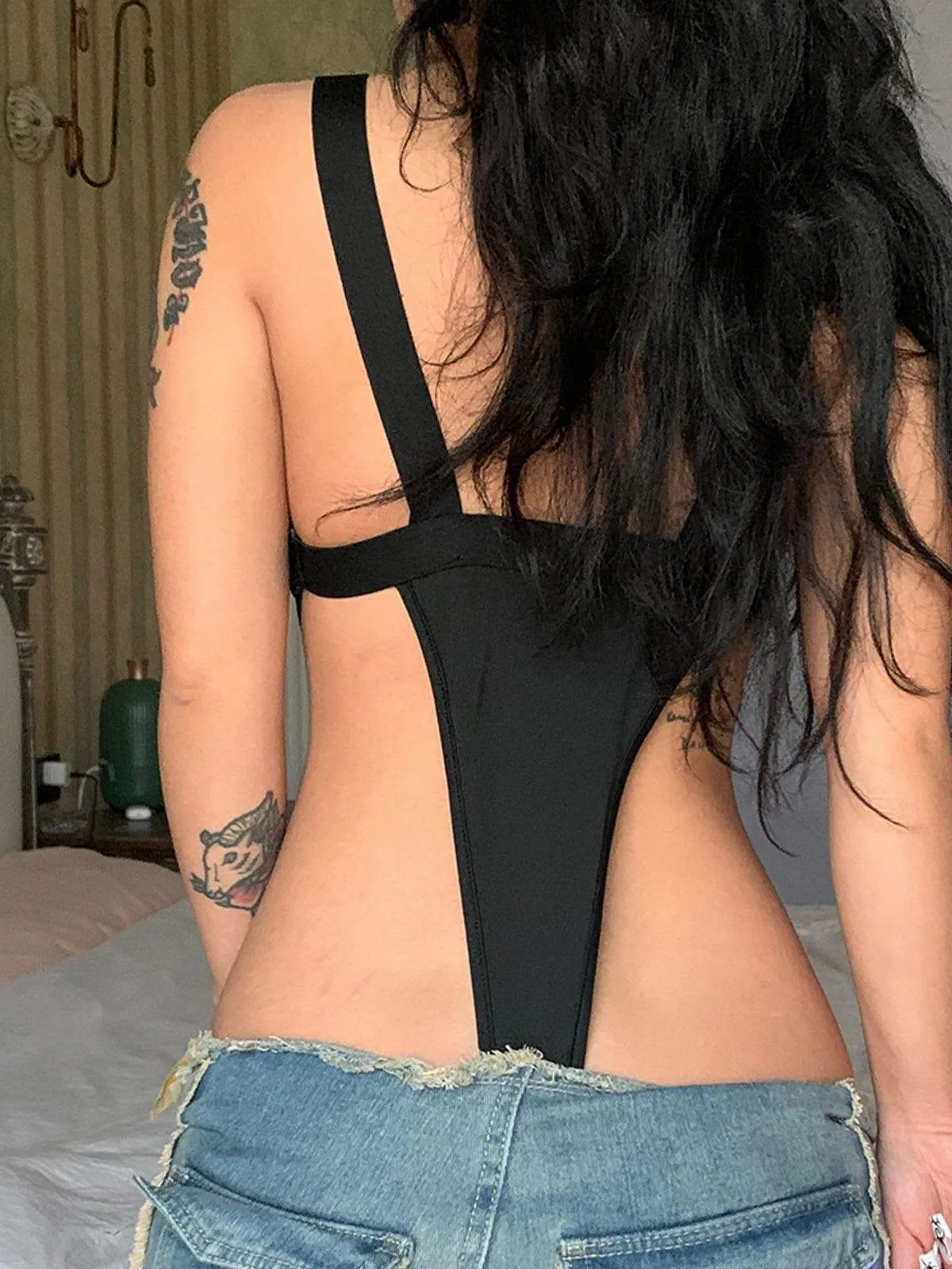 Irregular Cutout Button Sexy Jumpsuit