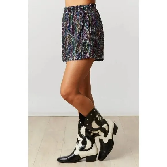 It's a Vibe Sequin Shorts in Black Prism