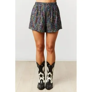 It's a Vibe Sequin Shorts in Black Prism
