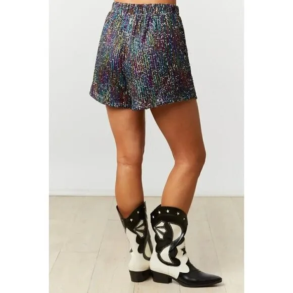 It's a Vibe Sequin Shorts in Black Prism