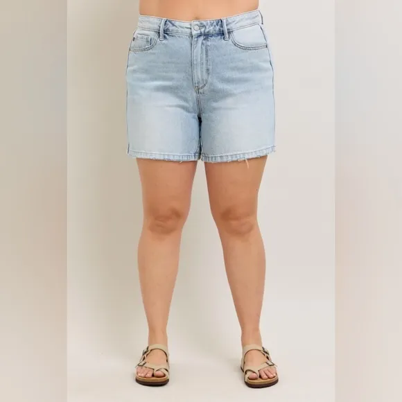 Judy Blue High Rise Rigid Magic Light Wash Classic Denim Shorts S-3XL NEW BTQ