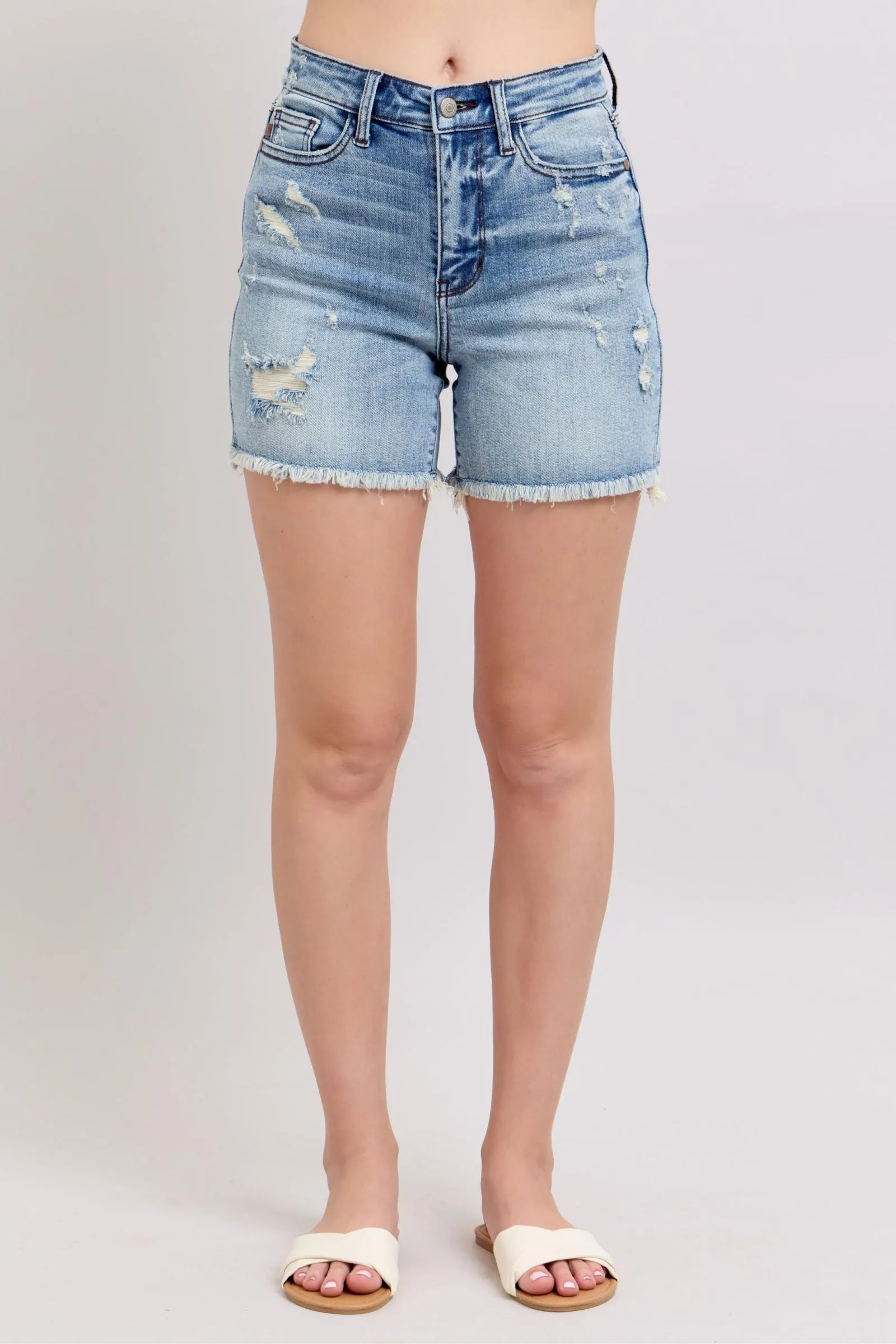 Judy Blue "Avery" High Waist Destroyed Cut-Off Short