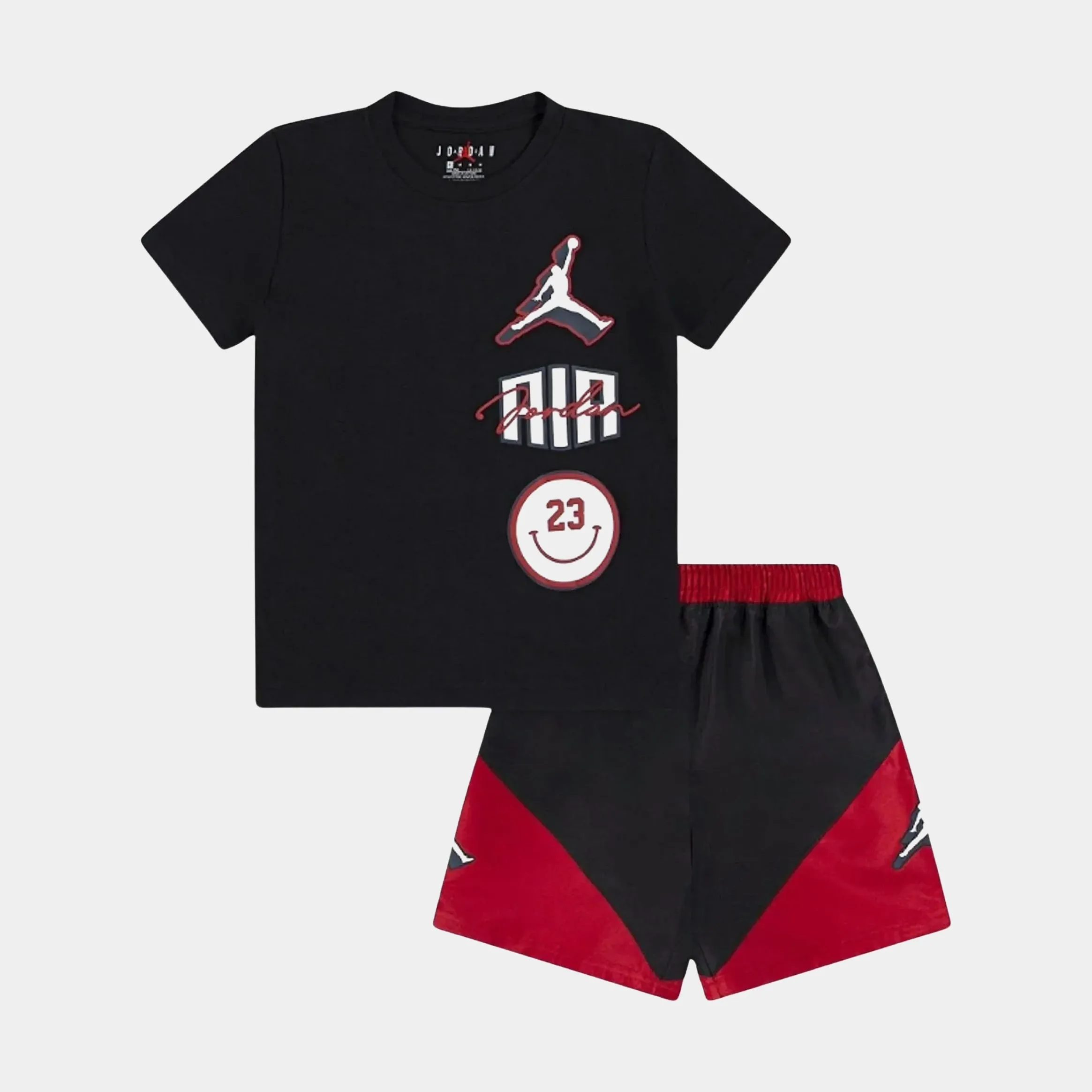 Jumpman Stacked Short Preschool Set (Black/Red)