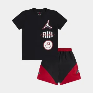 Jumpman Stacked Short Preschool Set (Black/Red)