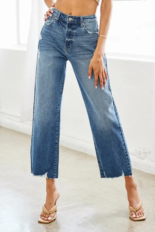 KanCan High Rise Slim Wide Leg Jeans