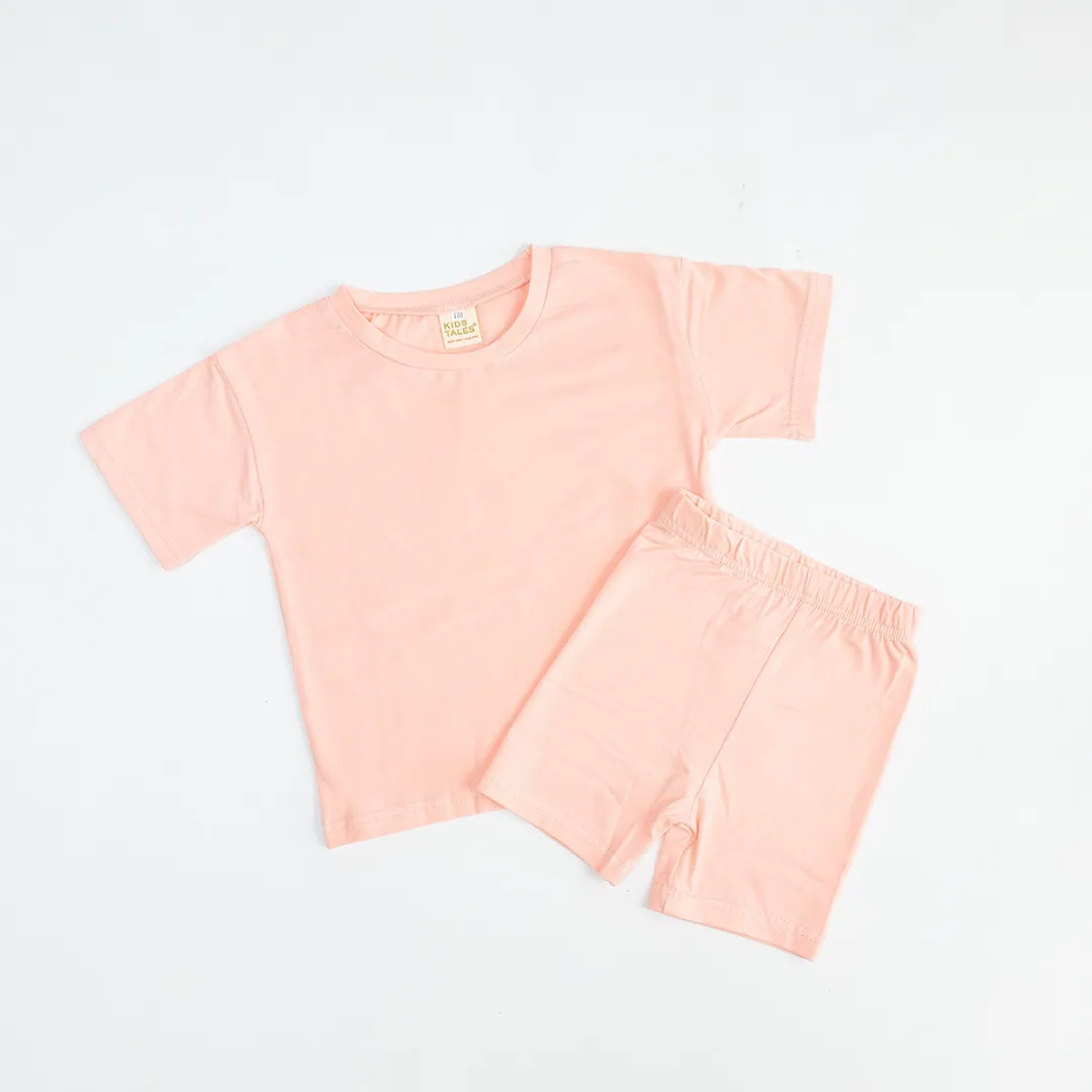 Kids Tales Children's Cycling Shorts Set -  Peach Pink