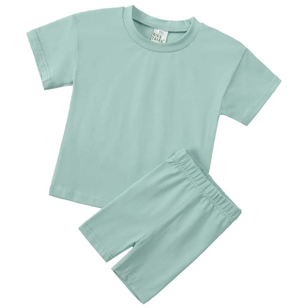 Kids Tales Children's Cycling Shorts Set - Seafoam Blue