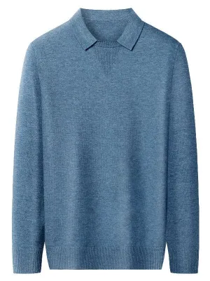 KNITWEAR LAPEL FASHION LEISURE PULLOVER BOTTOMING SHIRT