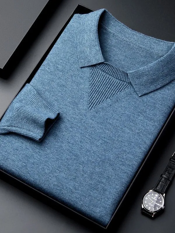 KNITWEAR LAPEL FASHION LEISURE PULLOVER BOTTOMING SHIRT