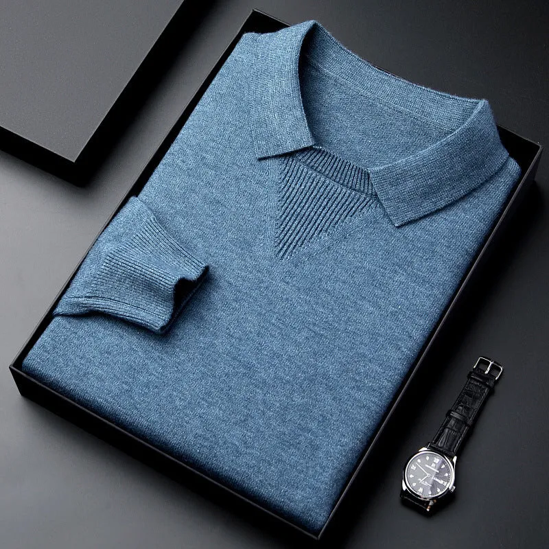 KNITWEAR LAPEL FASHION LEISURE PULLOVER BOTTOMING SHIRT