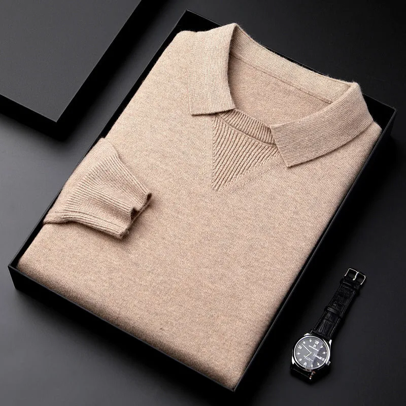 KNITWEAR LAPEL FASHION LEISURE PULLOVER BOTTOMING SHIRT