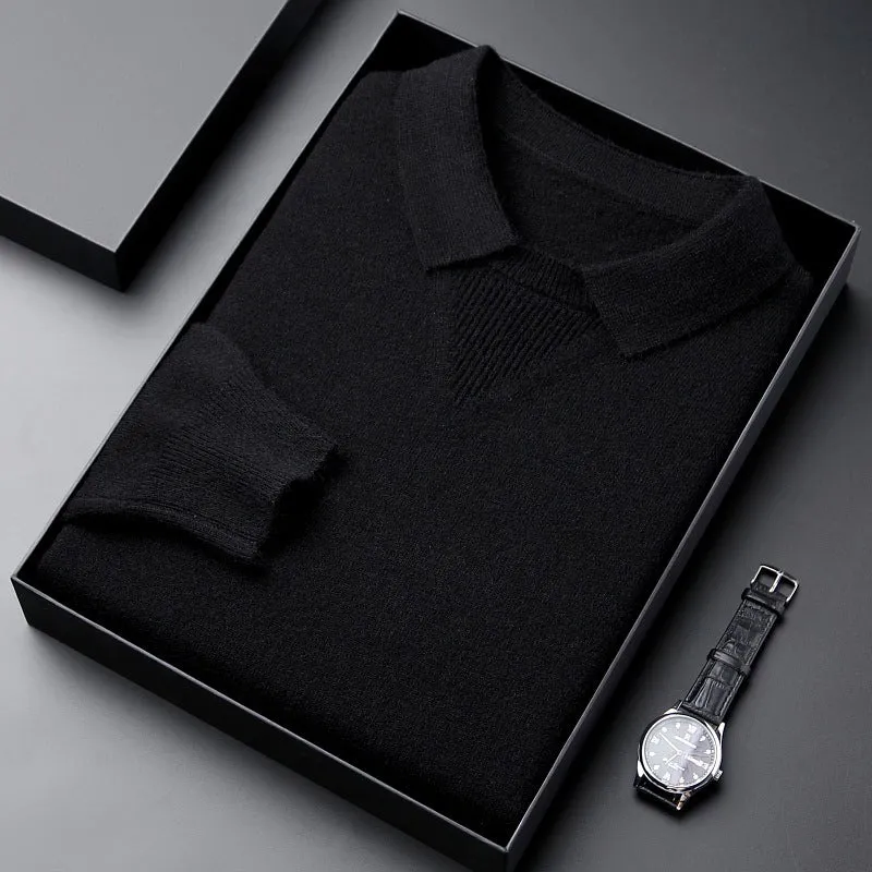KNITWEAR LAPEL FASHION LEISURE PULLOVER BOTTOMING SHIRT