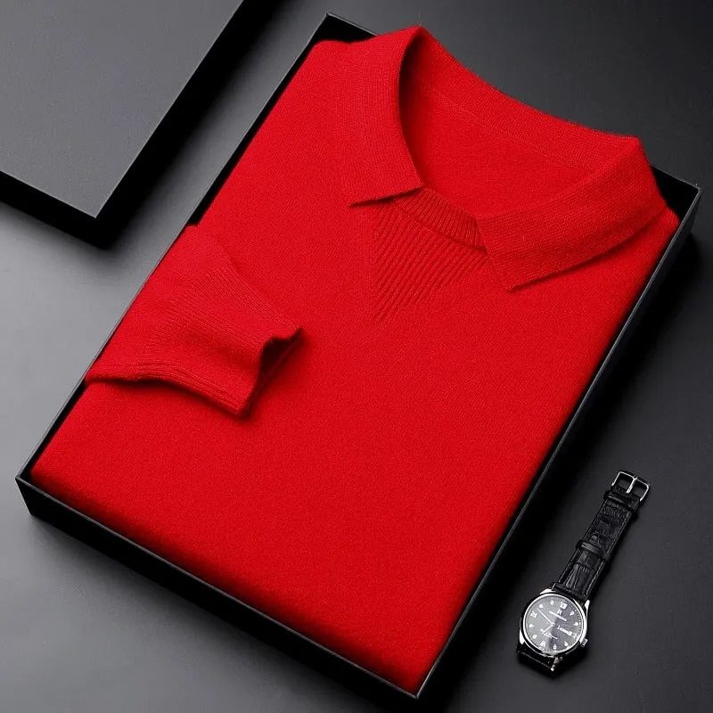 KNITWEAR LAPEL FASHION LEISURE PULLOVER BOTTOMING SHIRT