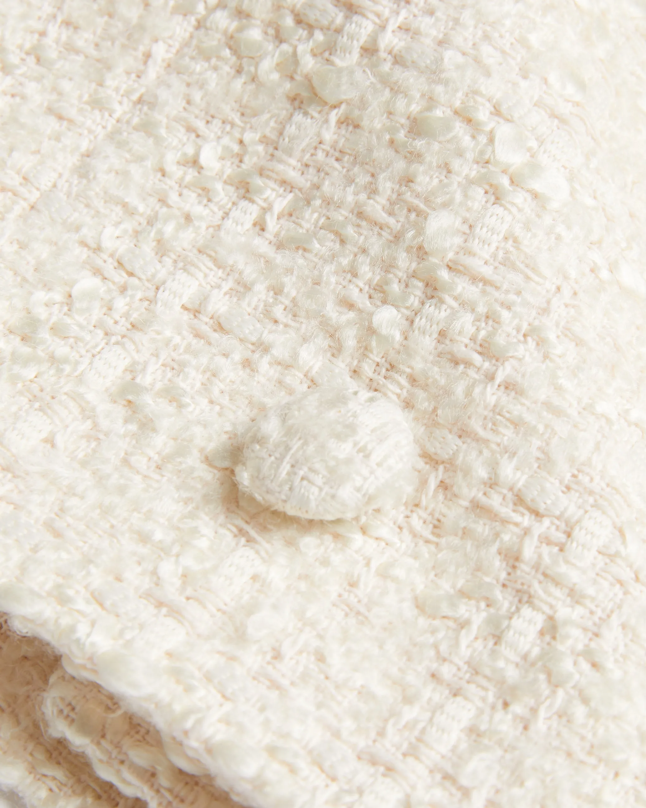 Komac Short-Sleeve Cropped Boucle Blazer Ivory