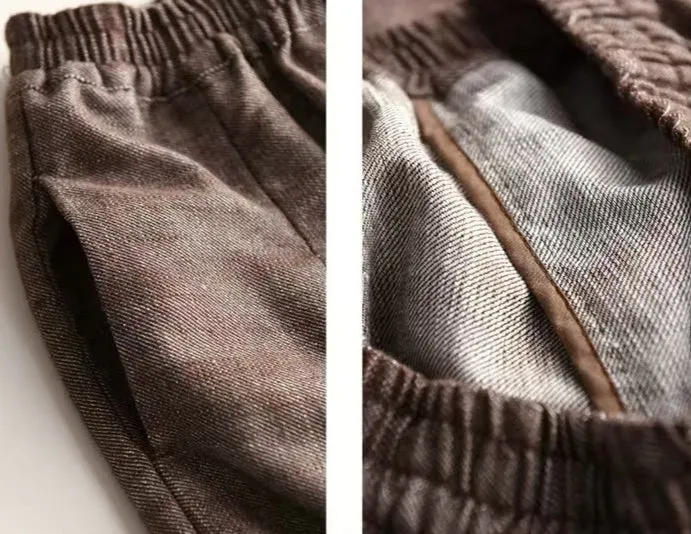 Ladies Spring Vintage Breathable Cotton Linen A-Line Skirts
