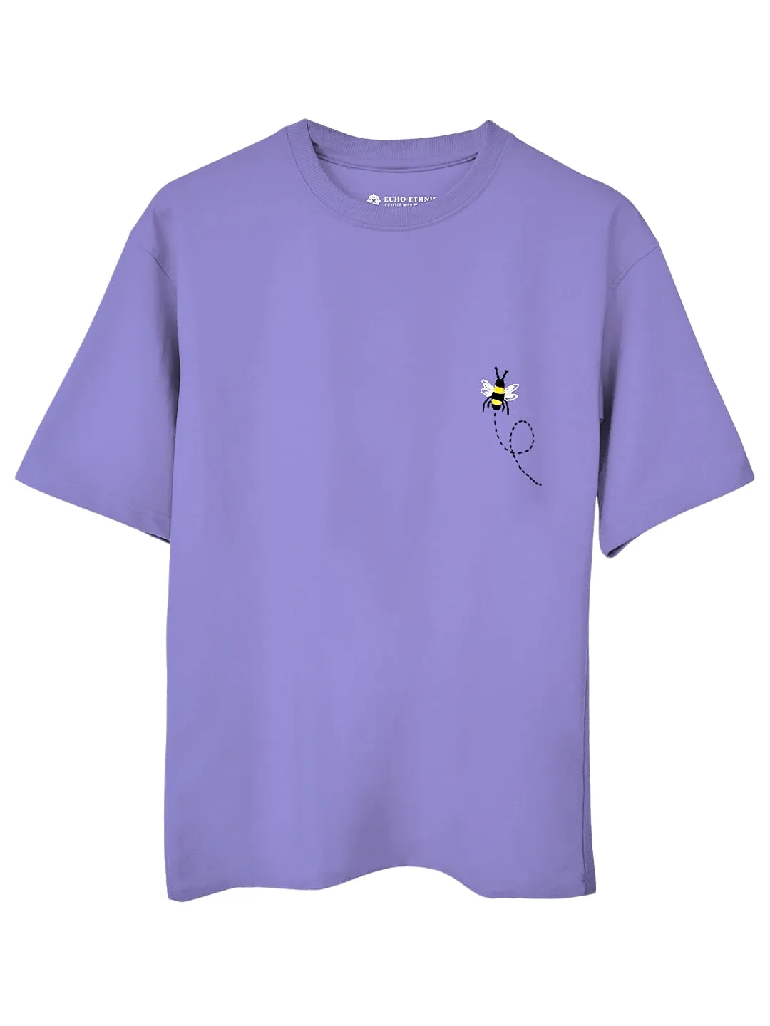 Lavender - Unisex Hand Embroidered Oversize T-Shirt
