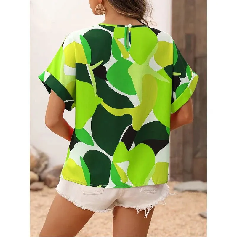 Layla - Printed Shirt - Bold Leafy Design