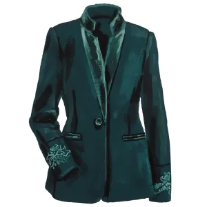 LC Velvet-Trimmed Blazer