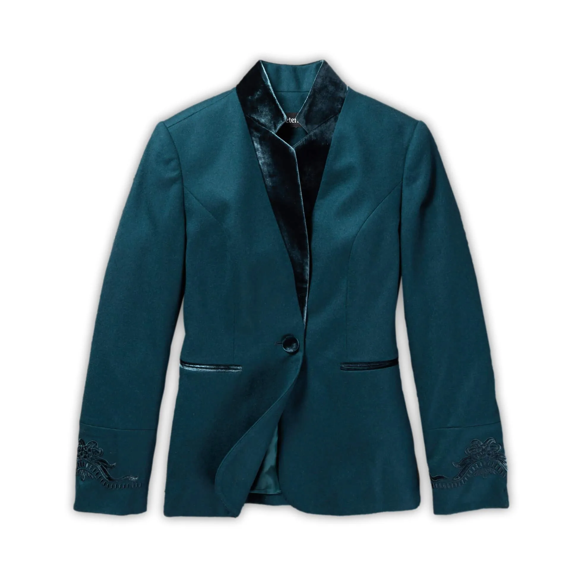 LC Velvet-Trimmed Blazer