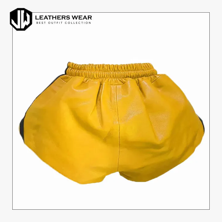 Leather Shorts in Yellow