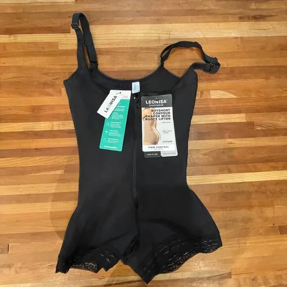 Leonisa  Firm Compression Boy Shorts Bottom Body Shaper - Black small