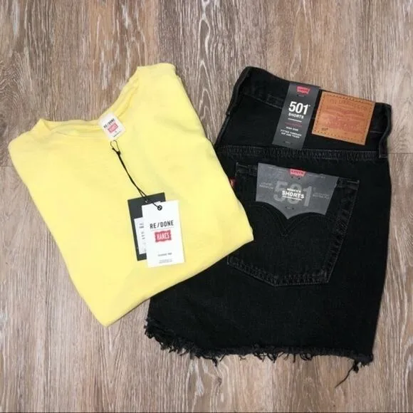 Levi’s 501 Original Cutoff Button Fly Shorts Black 32 NWT