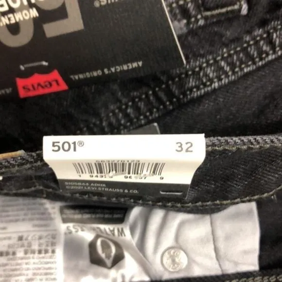 Levi’s 501 Original Cutoff Button Fly Shorts Black 32 NWT