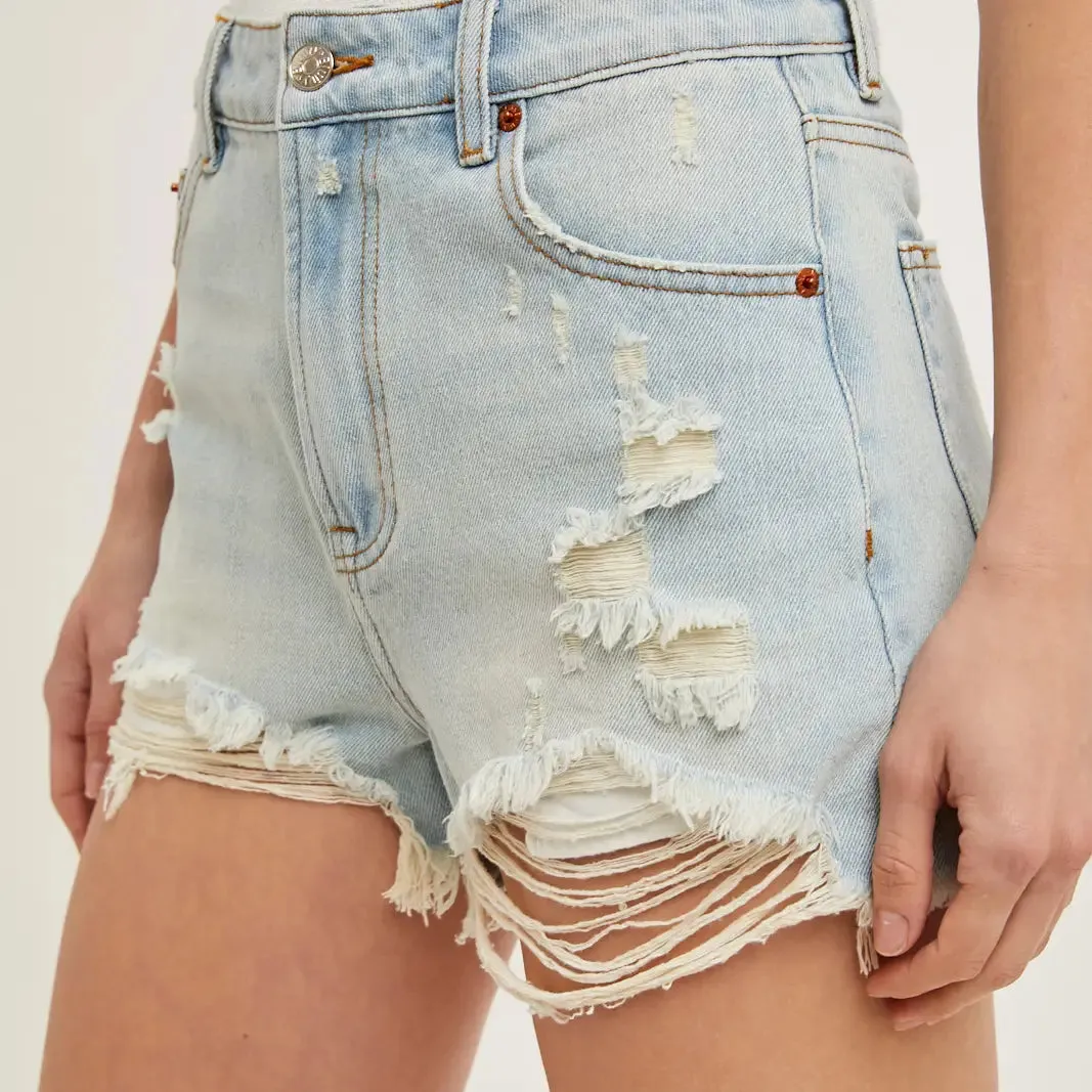 Light Wash High Waist Short