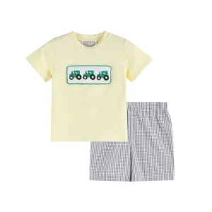 Lil Cactus Green Tracker Smocked Short Set
